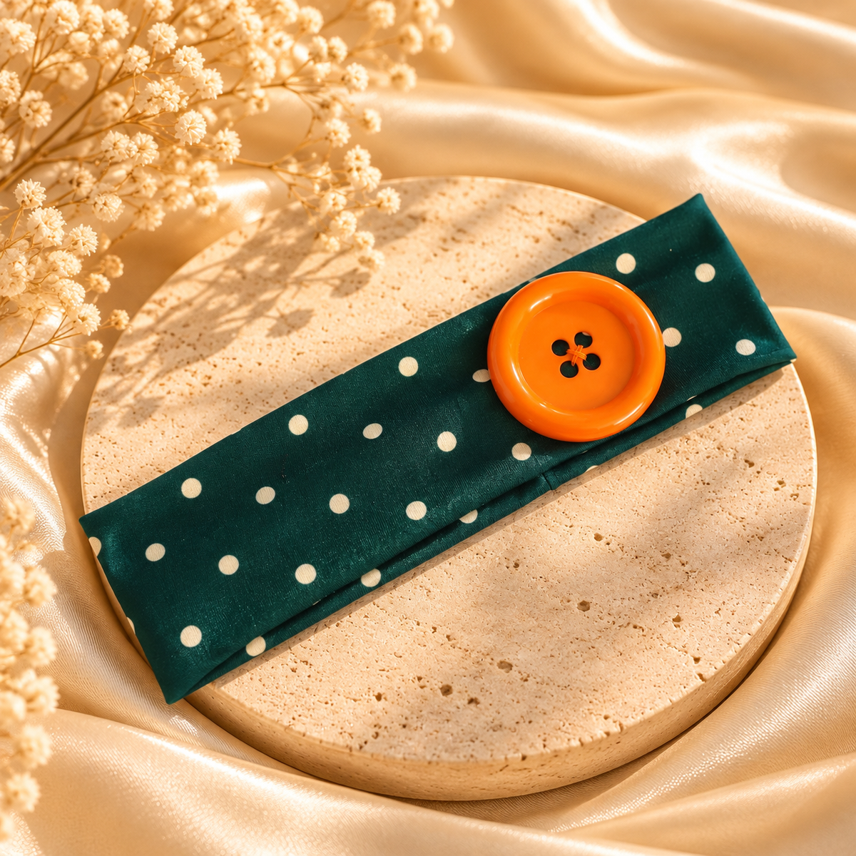 Playful Polka Dot Button Headband
