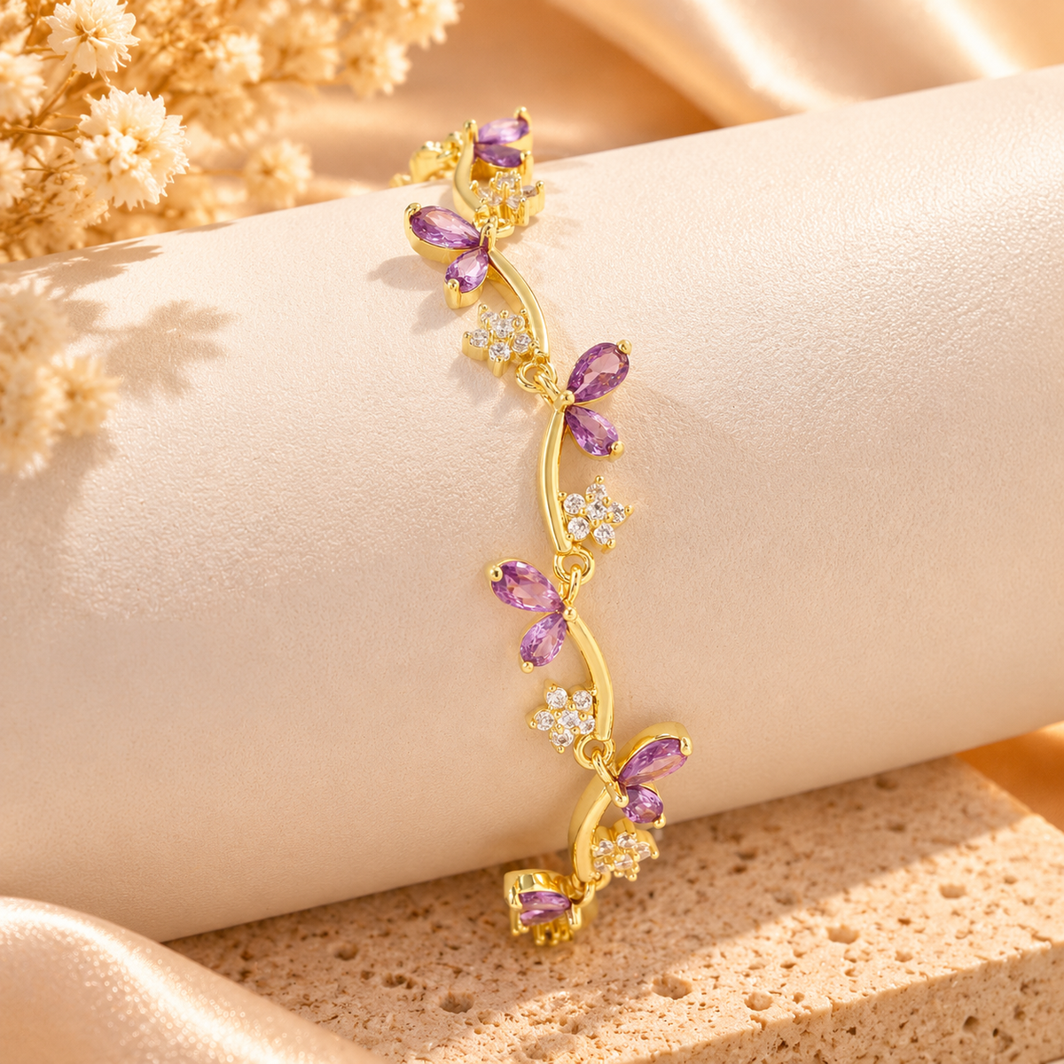 Floral Butterfly Bracelets – 2-Piece Set
