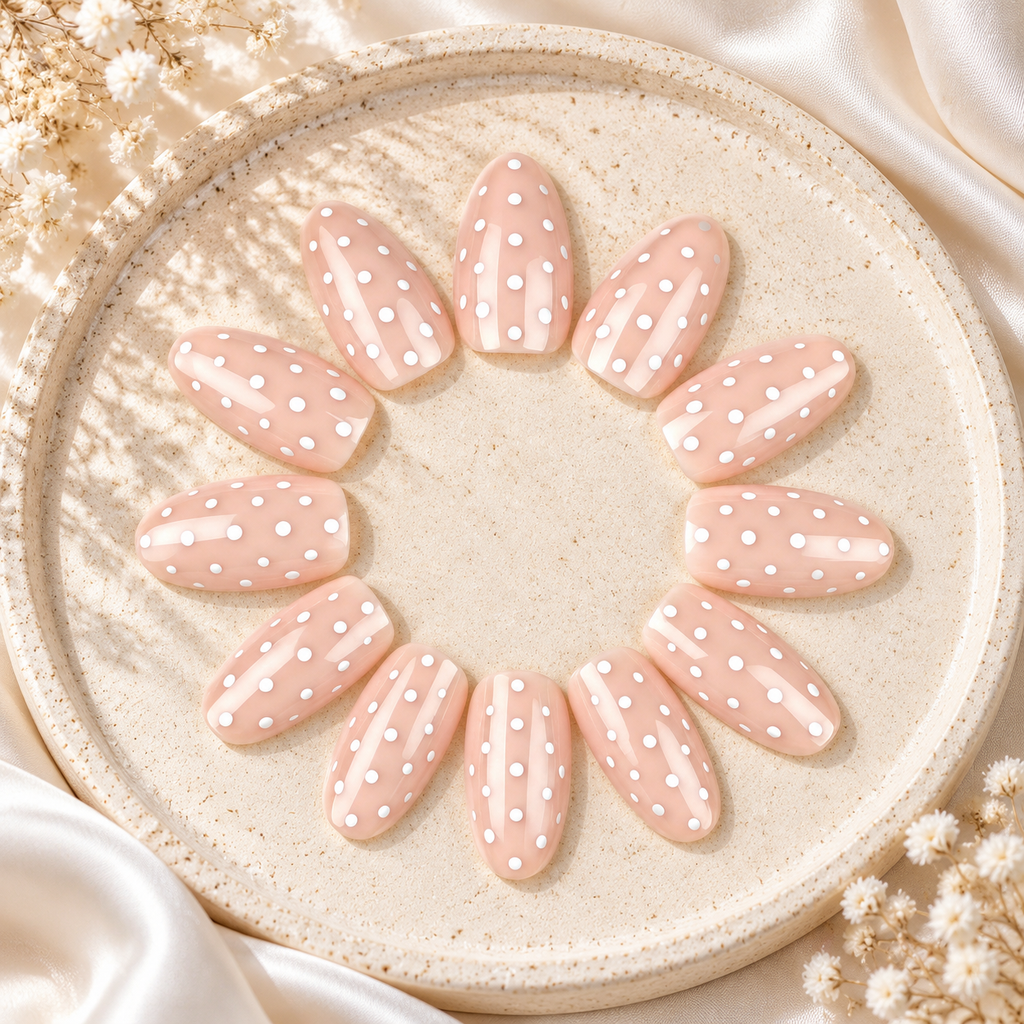 Pink Polka Dot Press-On Nails