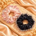 Crystal-Trim Satin Scrunchies – 2-Piece Set