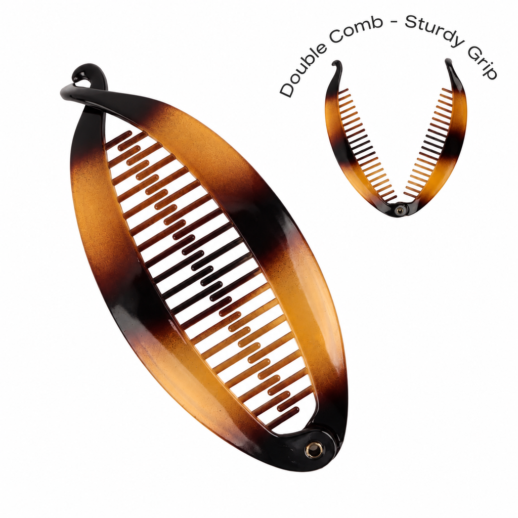 Tortoiseshell Oval Hair Clips – 3-Piece Set