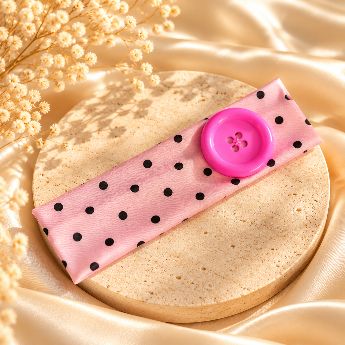 Playful Polka Dot Button Headband