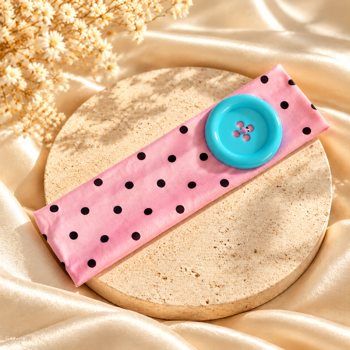 Playful Polka Dot Button Headband