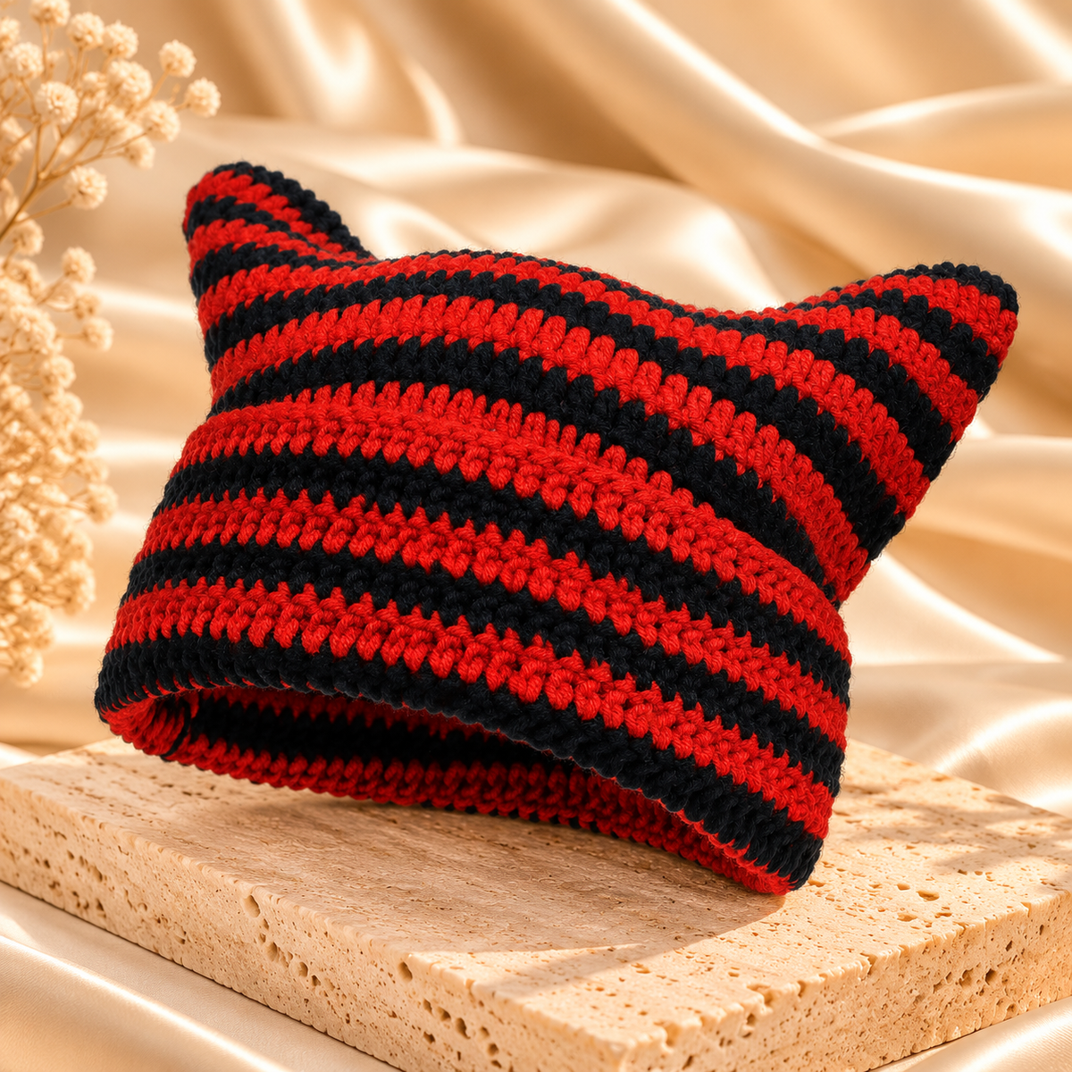 Striped Cat Ear Beanie