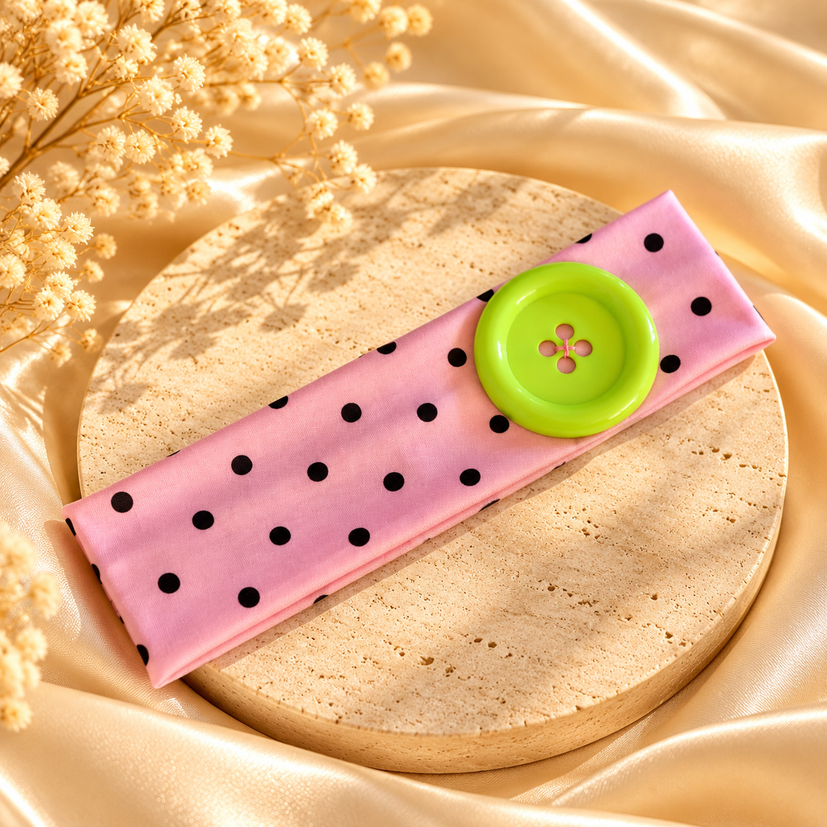 Playful Polka Dot Button Headband