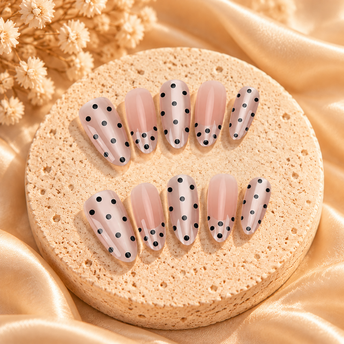 Black Polka Dot Press-On Nails