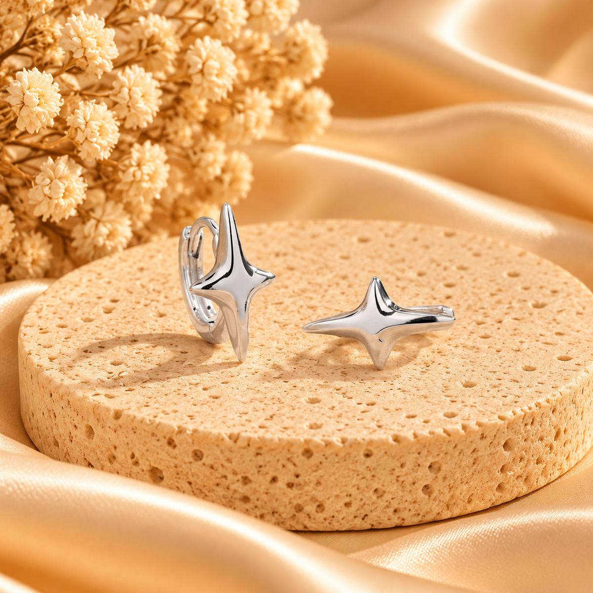 Sculptural Star Hoop Earrings