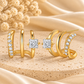 Gold Crystal Multi-Hoop Earrings