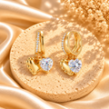 Gold Heart & Crystal Drop Earrings