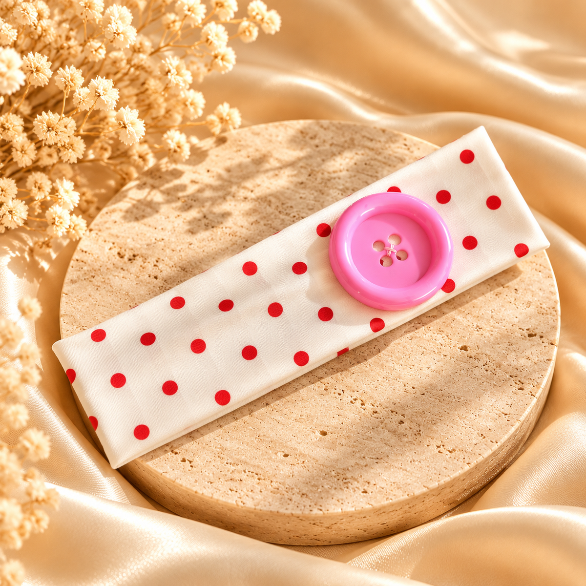 Playful Polka Dot Button Headband
