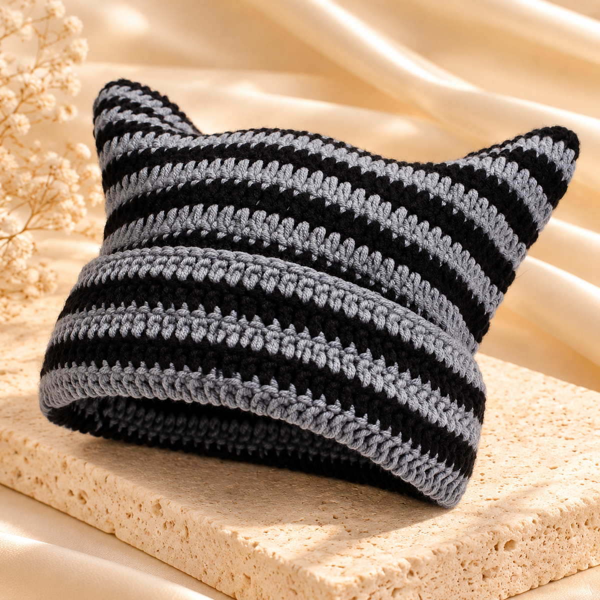 Striped Cat Ear Beanie