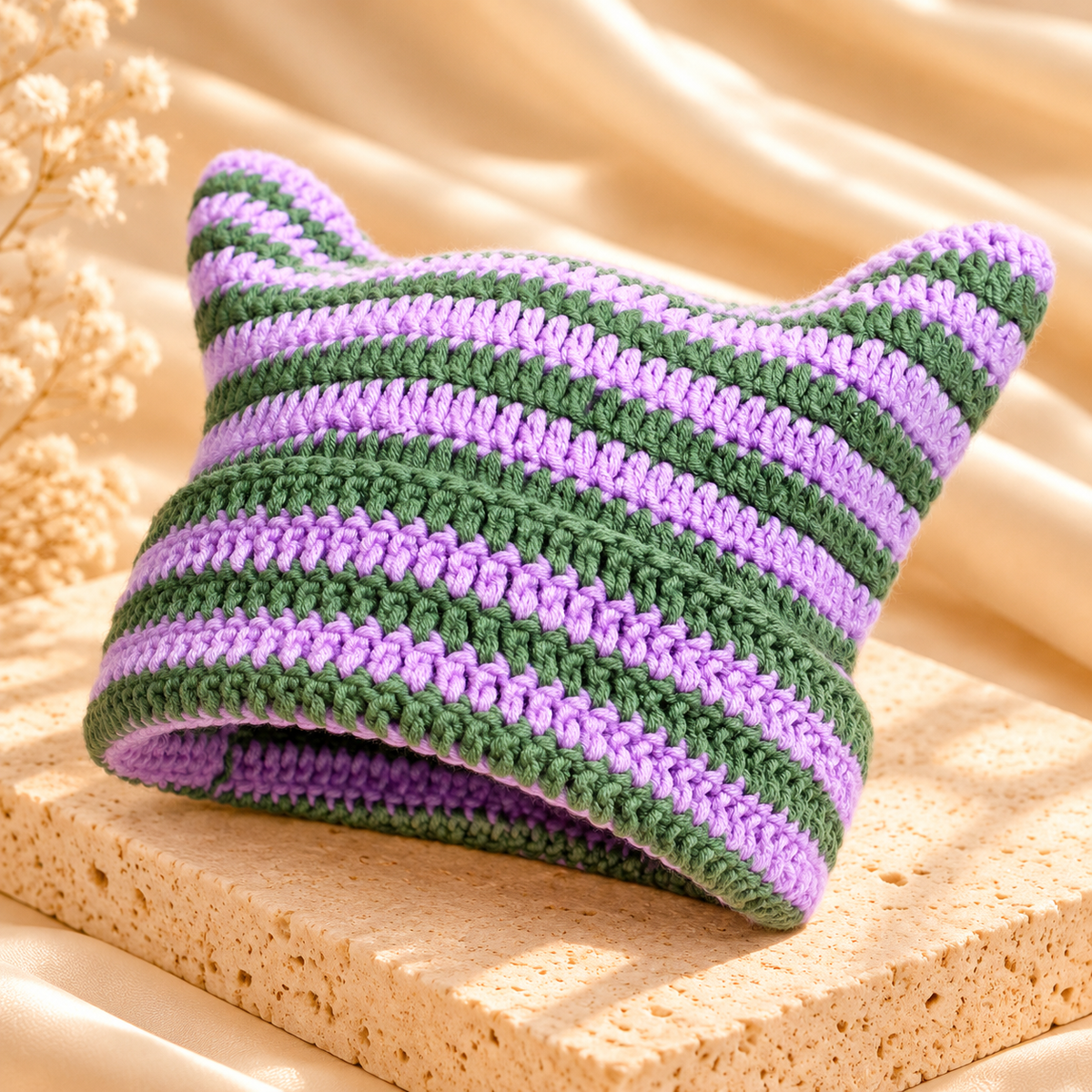 Striped Cat Ear Beanie