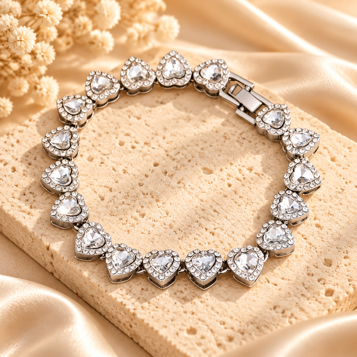 Sparkling Heart & Tennis Bracelet Set – 3 Pieces