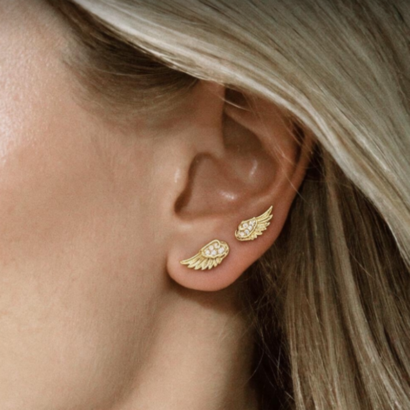 Angel Wing Rhinestone Earrings – 1 Pair