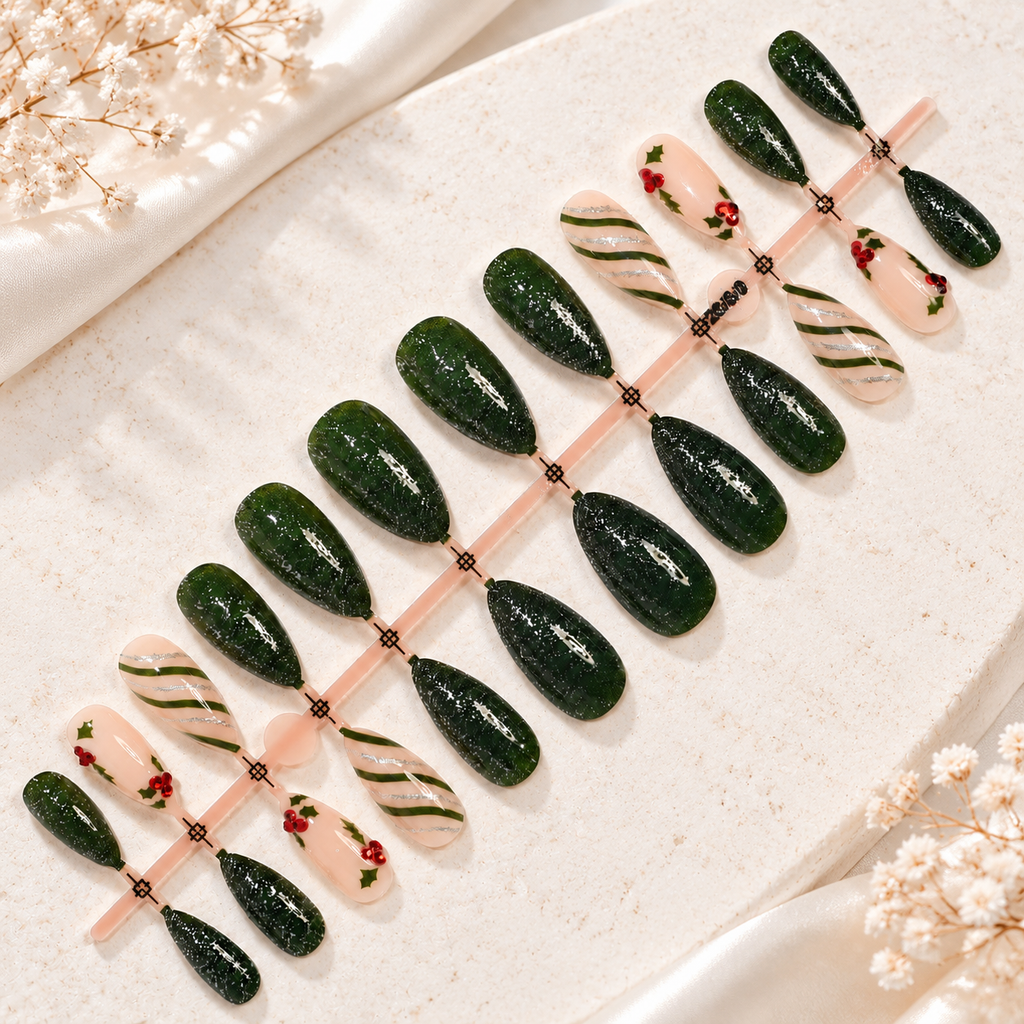 Christmas Holly Press-On Nails