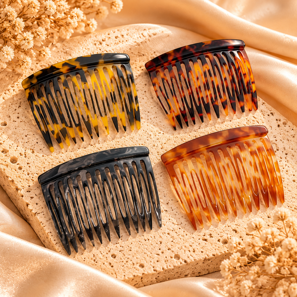 Vintage Tortoiseshell Side Comb Hair Clips – 4-Piece Set