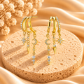 Celestial Star & Moon Dangle Hoop Earrings