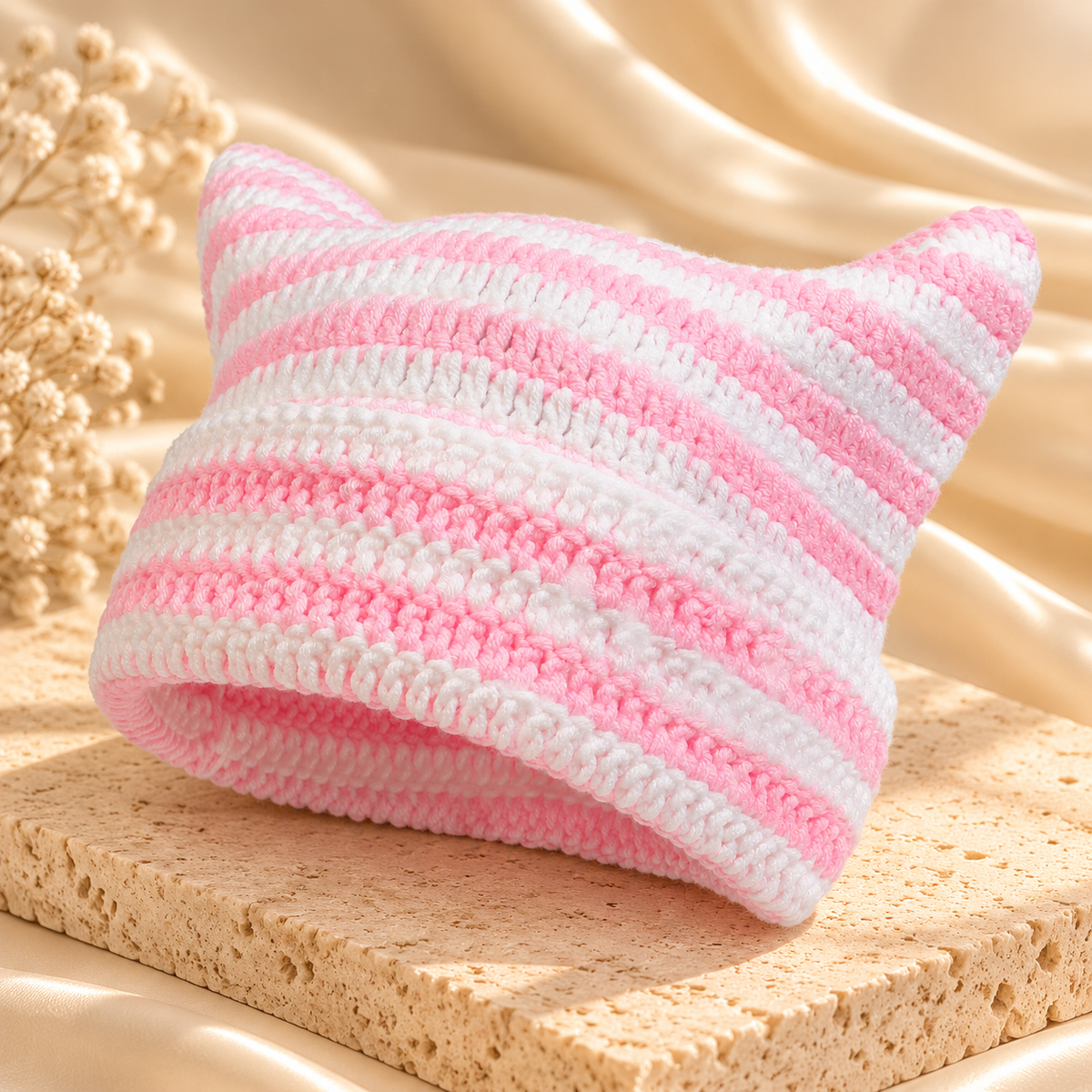 Striped Cat Ear Beanie