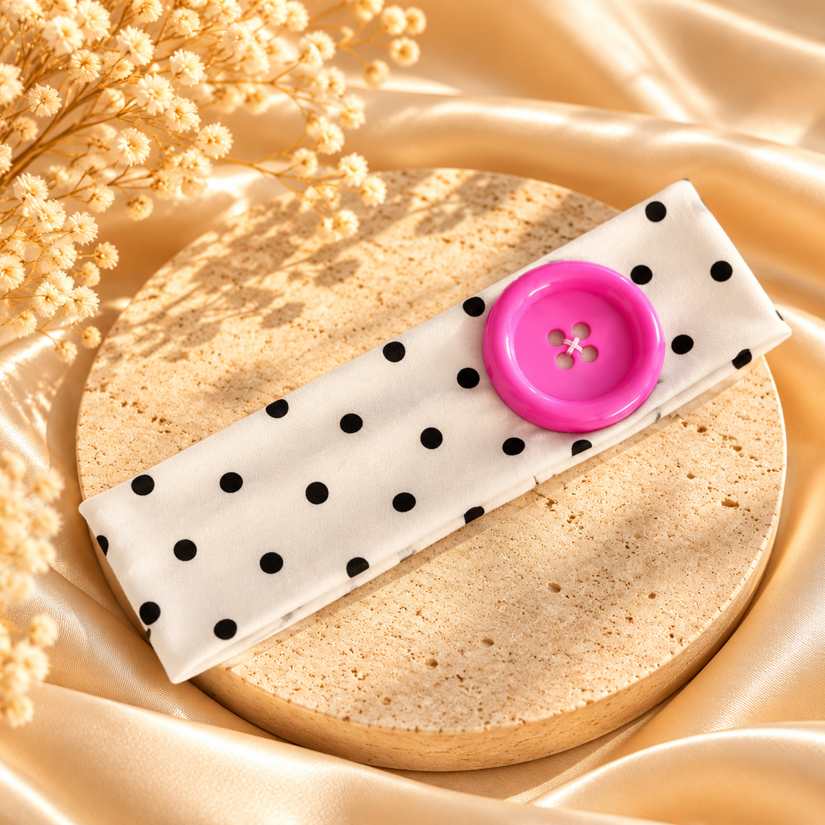 Playful Polka Dot Button Headband