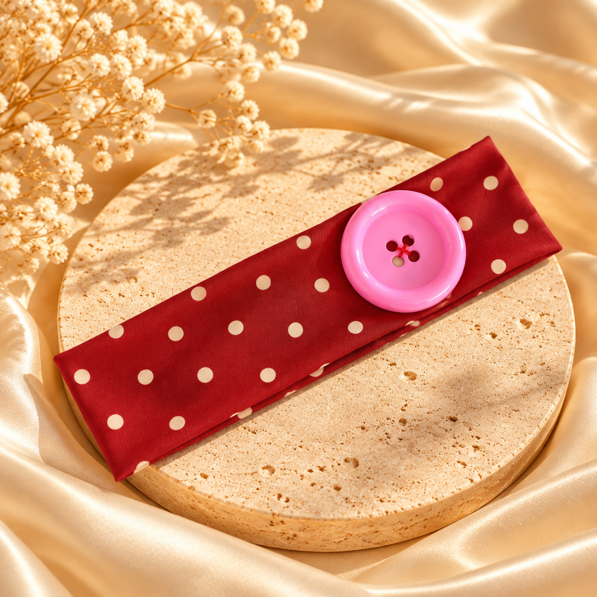 Playful Polka Dot Button Headband