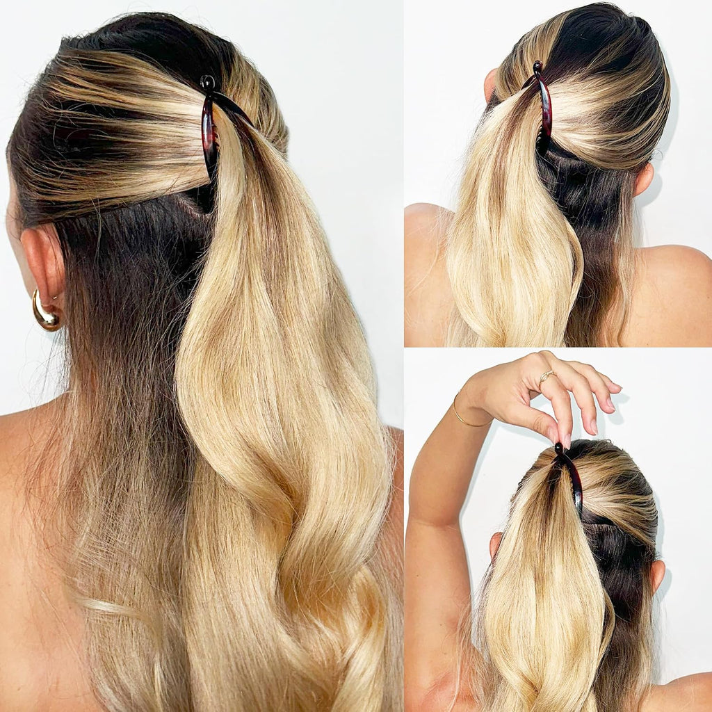 Tortoiseshell Oval Hair Clips – 3-Piece Set