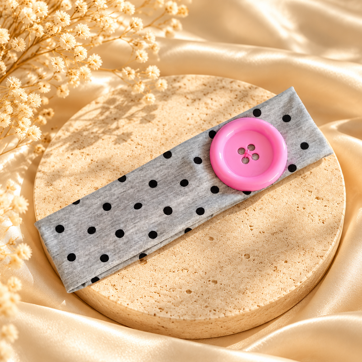 Playful Polka Dot Button Headband