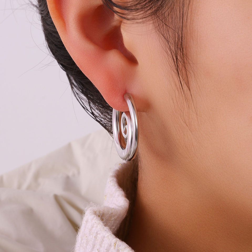 Sculpted Spiral Hoop Earrings