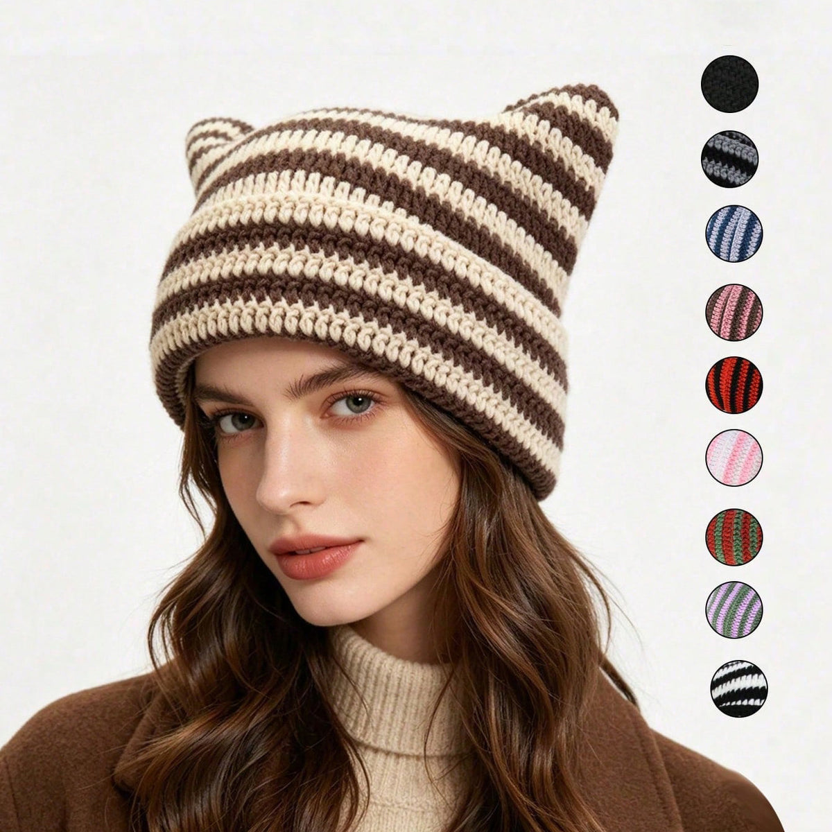 Striped Cat Ear Beanie