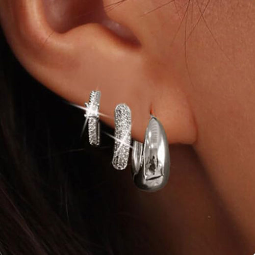 3-Pair Sparkling Hoop Earrings Set