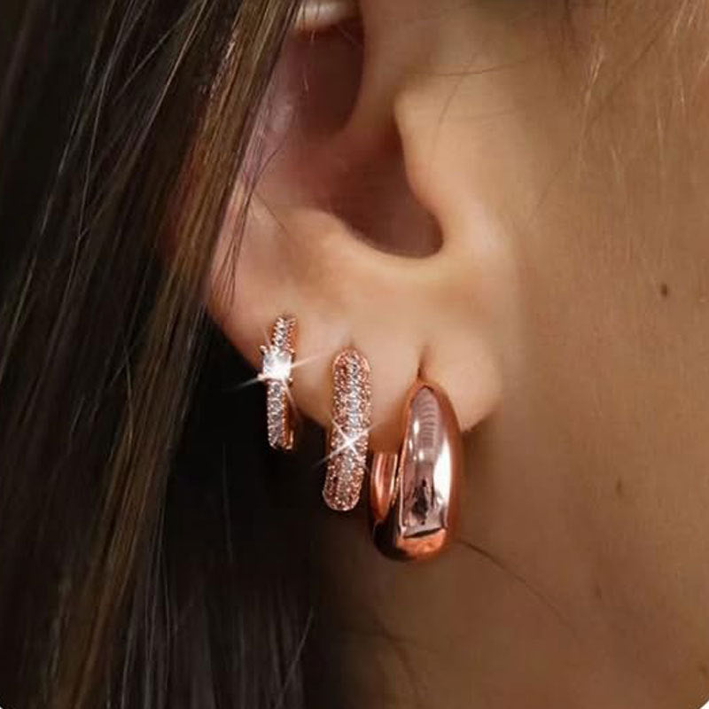 3-Pair Sparkling Hoop Earrings Set