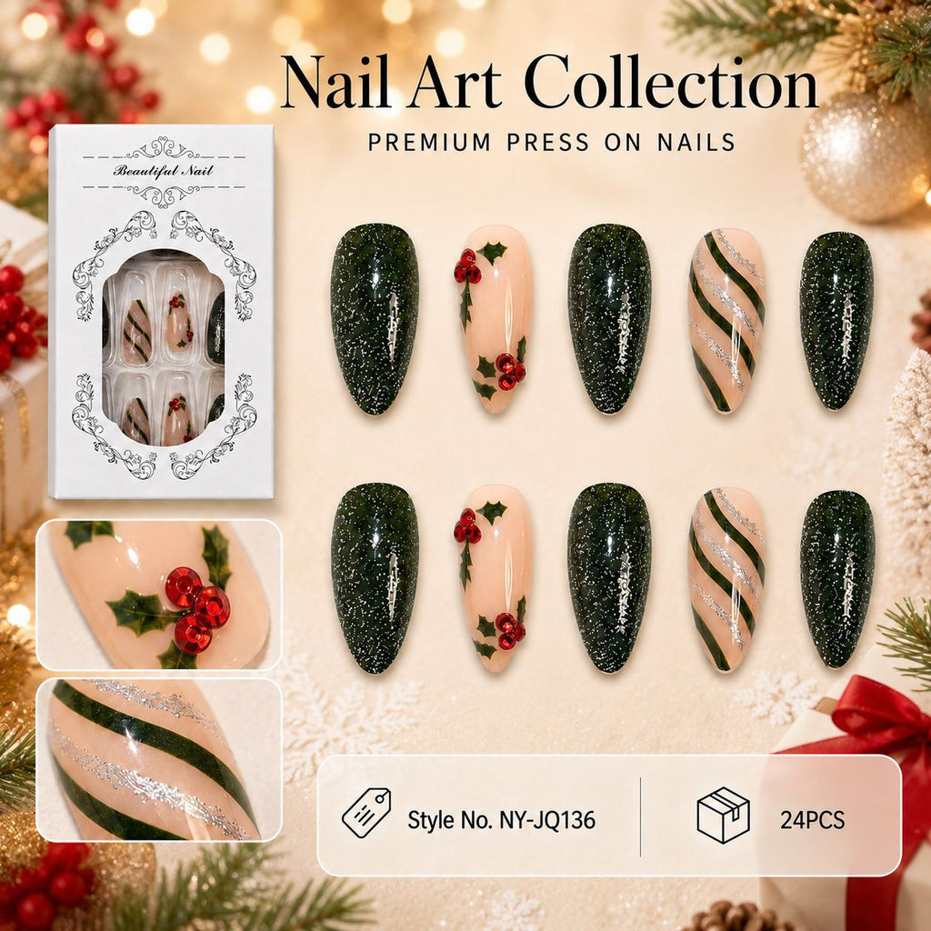 Christmas Holly Press-On Nails