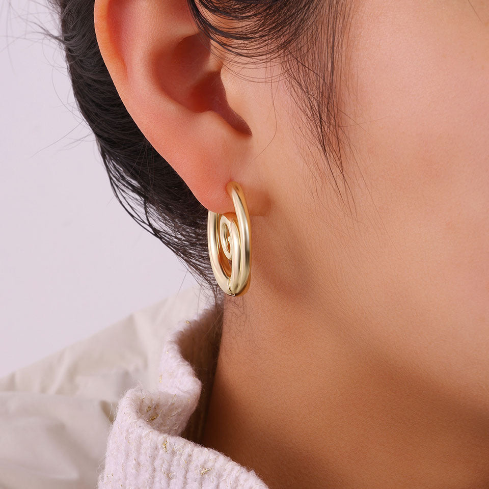 Sculpted Spiral Hoop Earrings