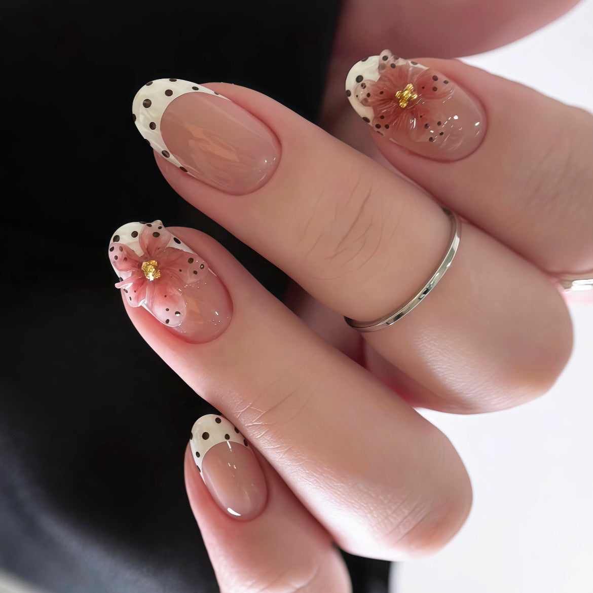 Nude Pink French Tip Nails with
