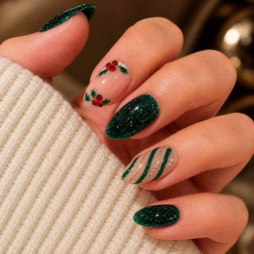 Christmas Holly Press-On Nails