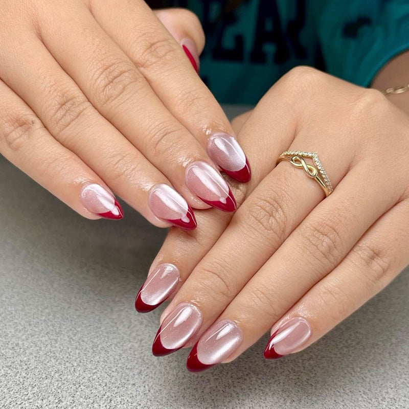Red French Tip Press-On Nails