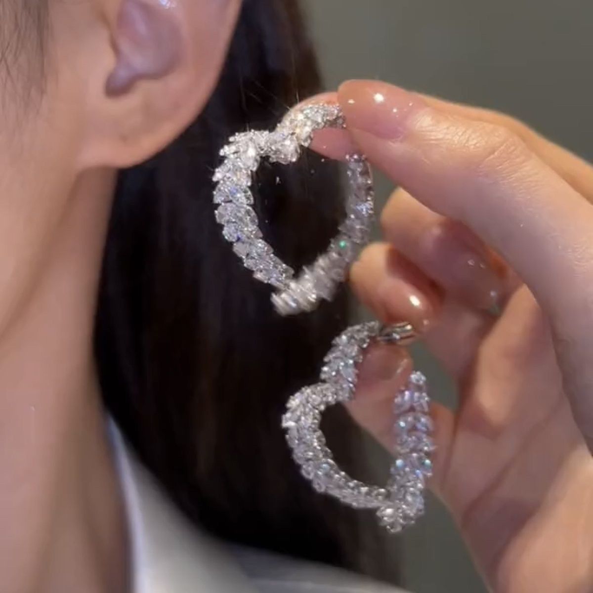 Crystal Leaf Hoop Earrings