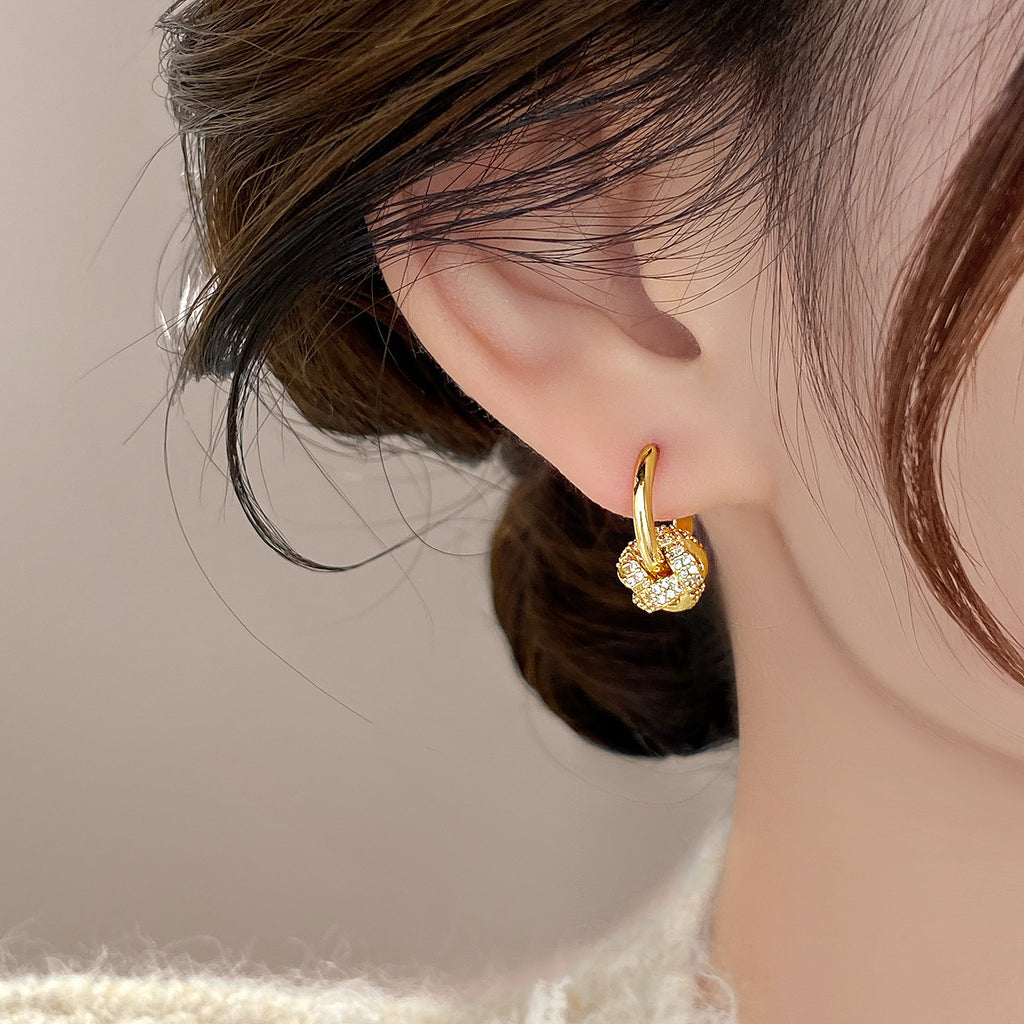 Crystal Knot Hoop Earrings