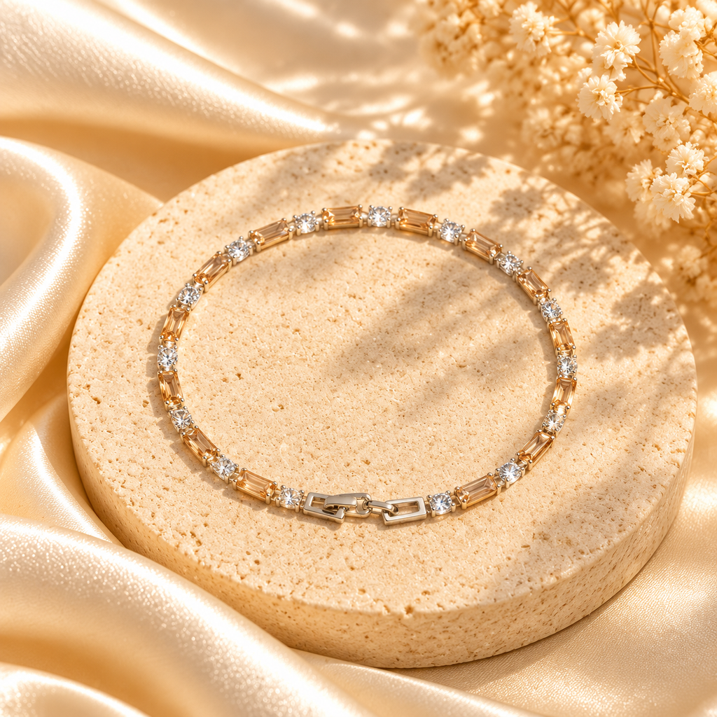 Elegant Rectangular Gemstone Bracelet