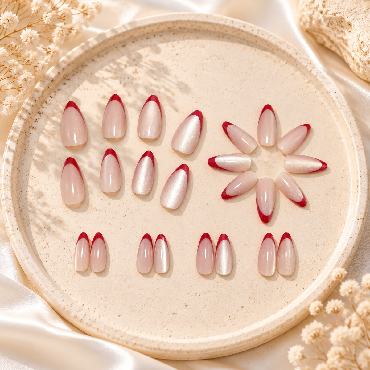 Red French Tip Press-On Nails
