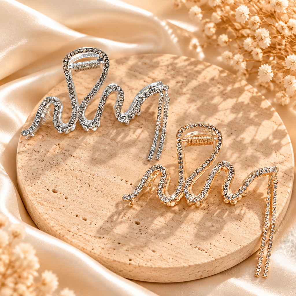Crystal Wave Hair Clips