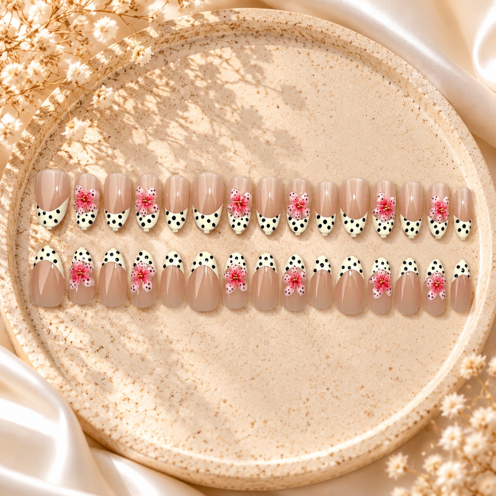 Nude Pink French Tip Nails with