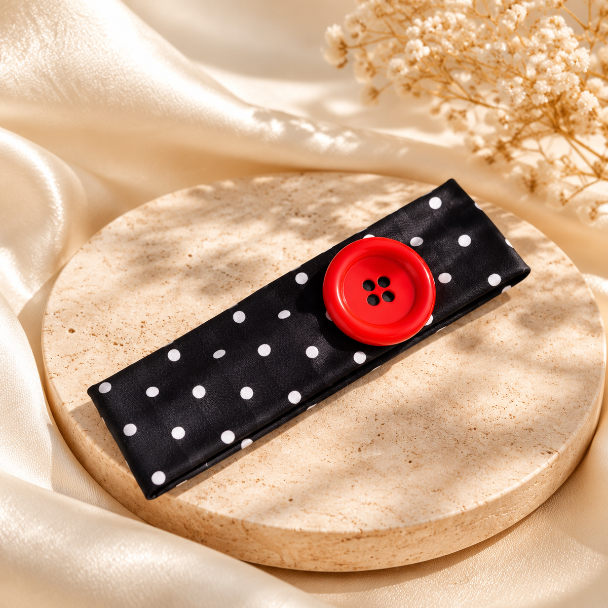 Playful Polka Dot Button Headband