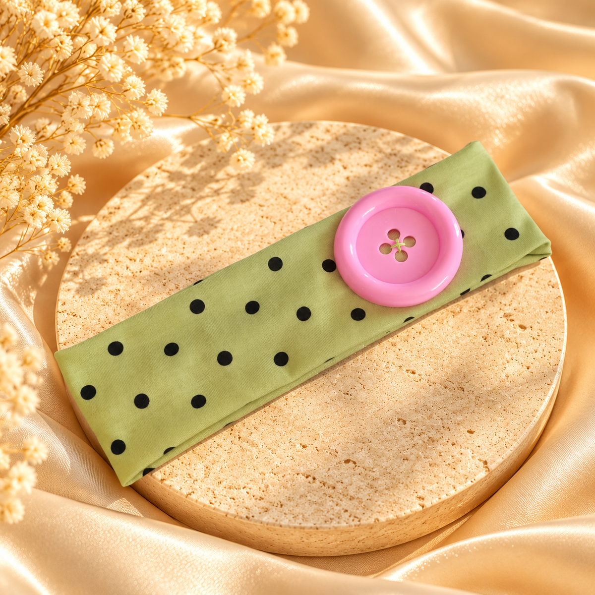 Playful Polka Dot Button Headband