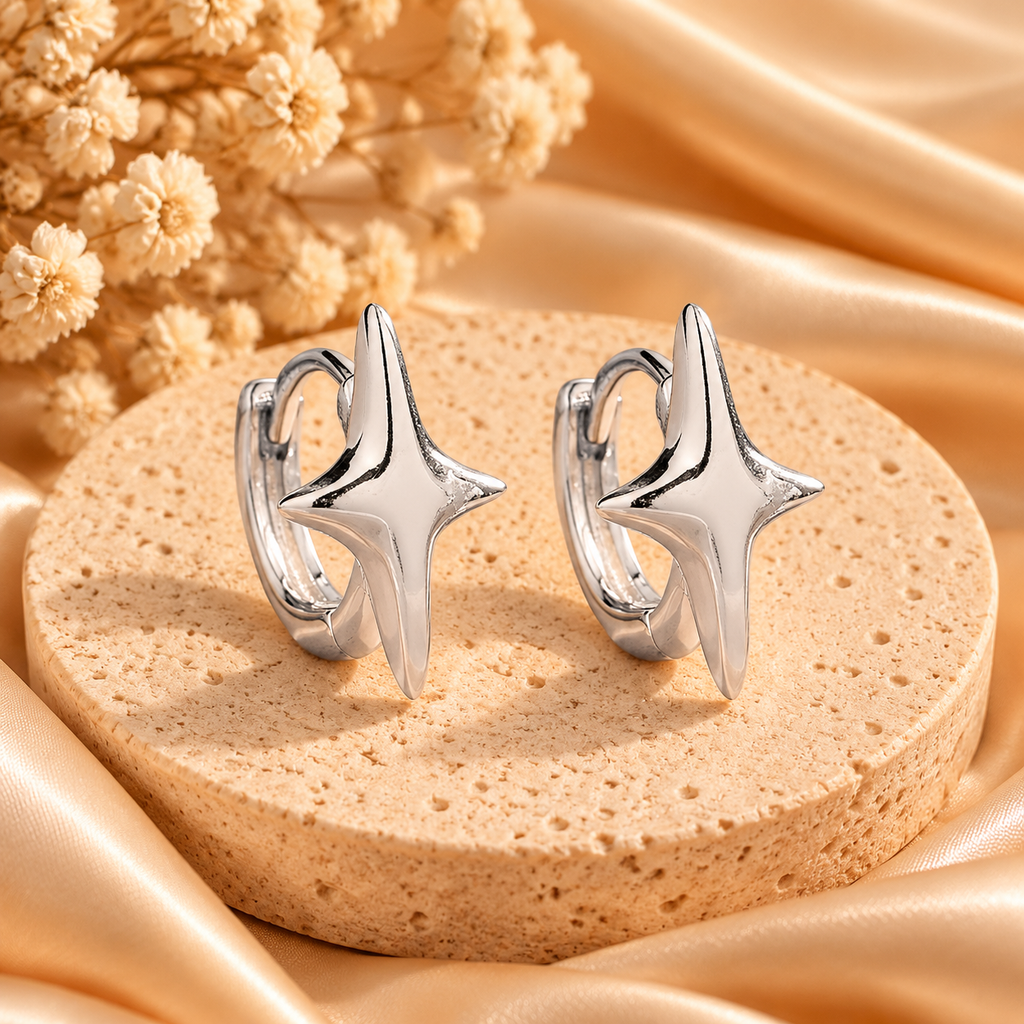 Sculptural Star Hoop Earrings