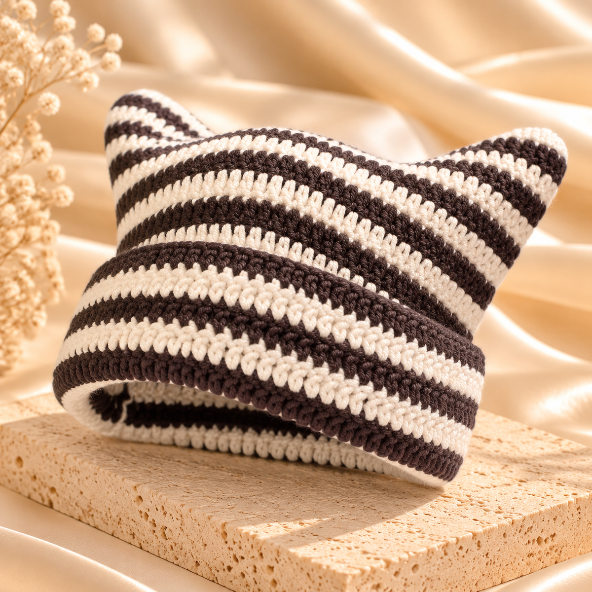 Striped Cat Ear Beanie