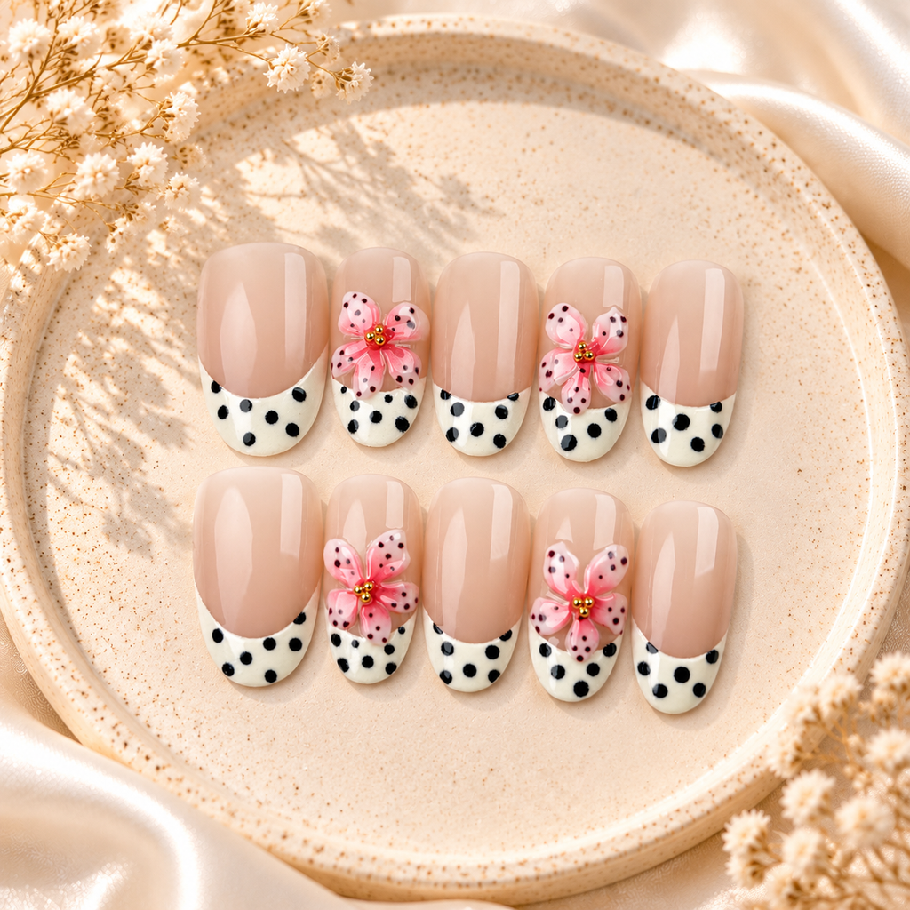 Nude Pink French Tip Nails with