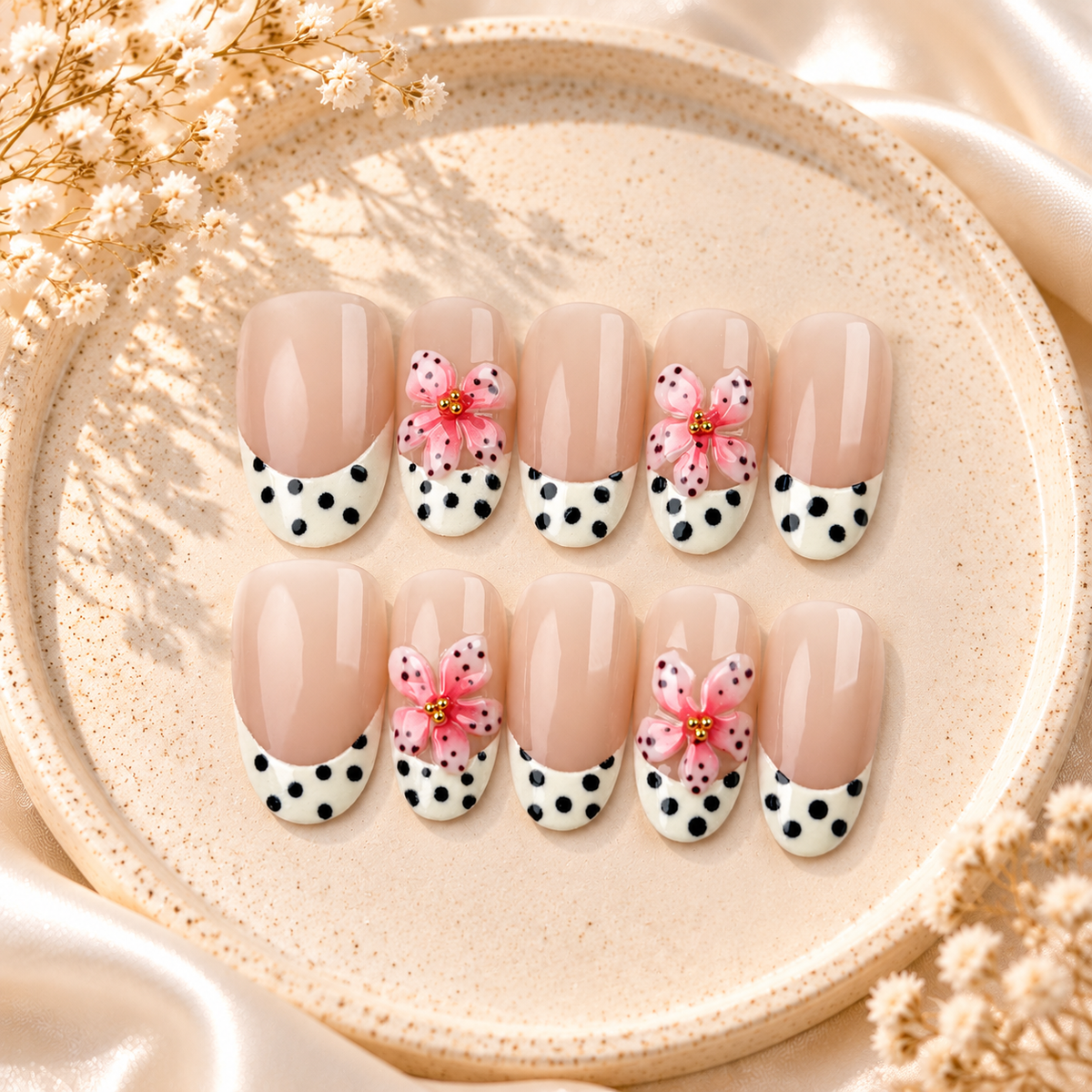 Nude Pink French Tip Nails with