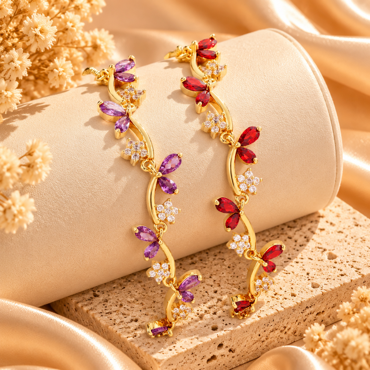 Floral Butterfly Bracelets – 2-Piece Set