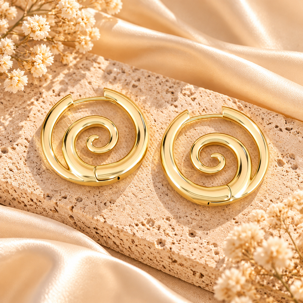 Sculpted Spiral Hoop Earrings