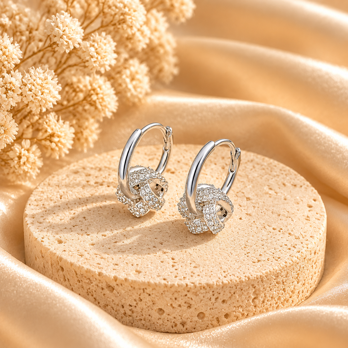 Crystal Knot Hoop Earrings